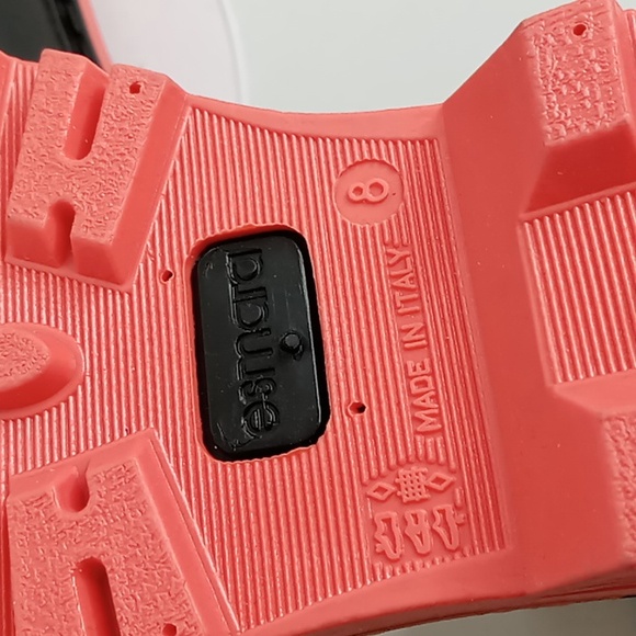 Esmara- - Rubber Rain Ankle Bootie w,/Lug Sole -Italian made -Black/Orange -NWOT - Picture 6 of 10